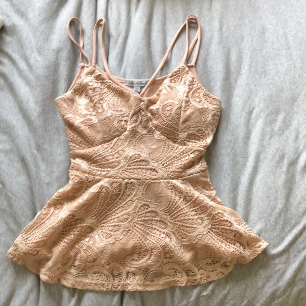Nude lace tank top